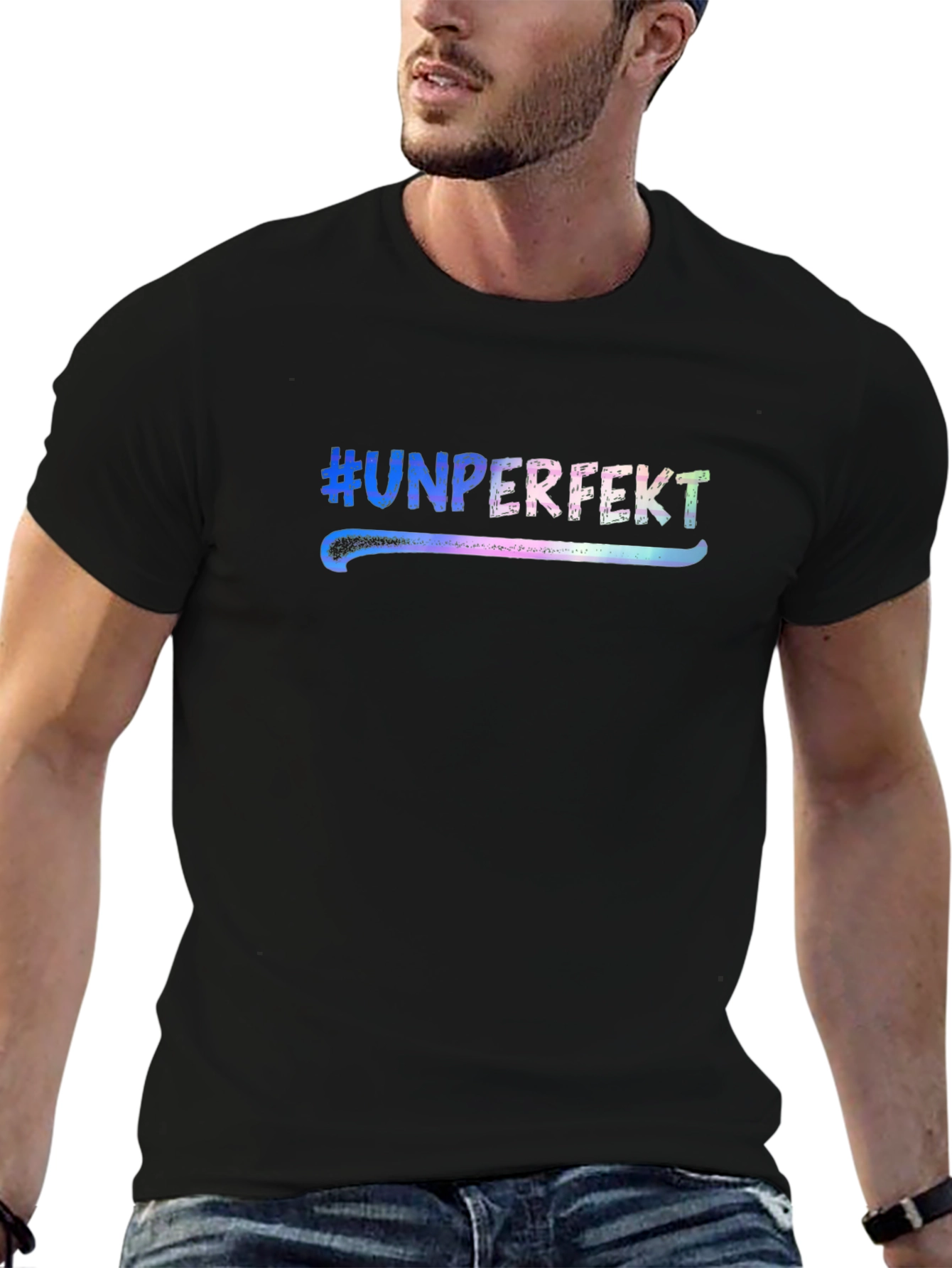 #Unperfekt Black Graphic T-Shirt - Unisex Casual Tee