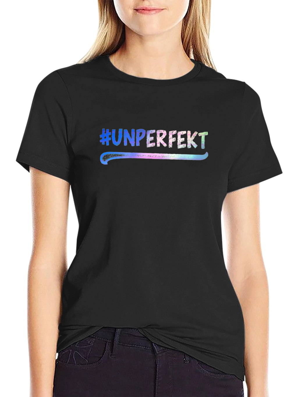 #Unperfekt Black Graphic T-Shirt - Unisex Casual Tee