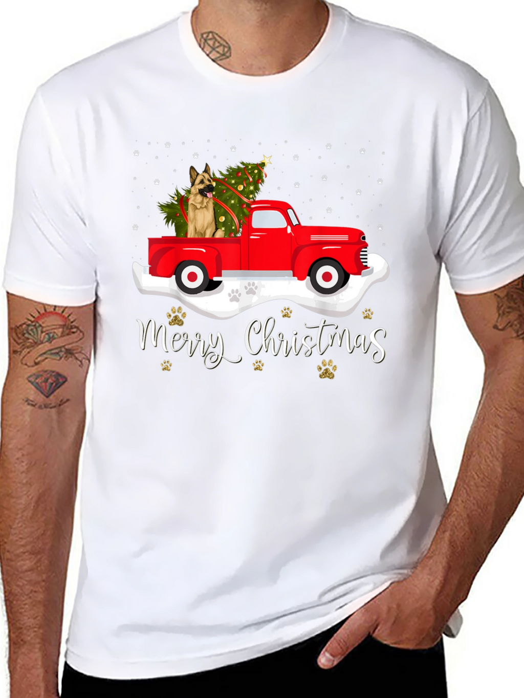 Festive Dog Christmas Truck Tee