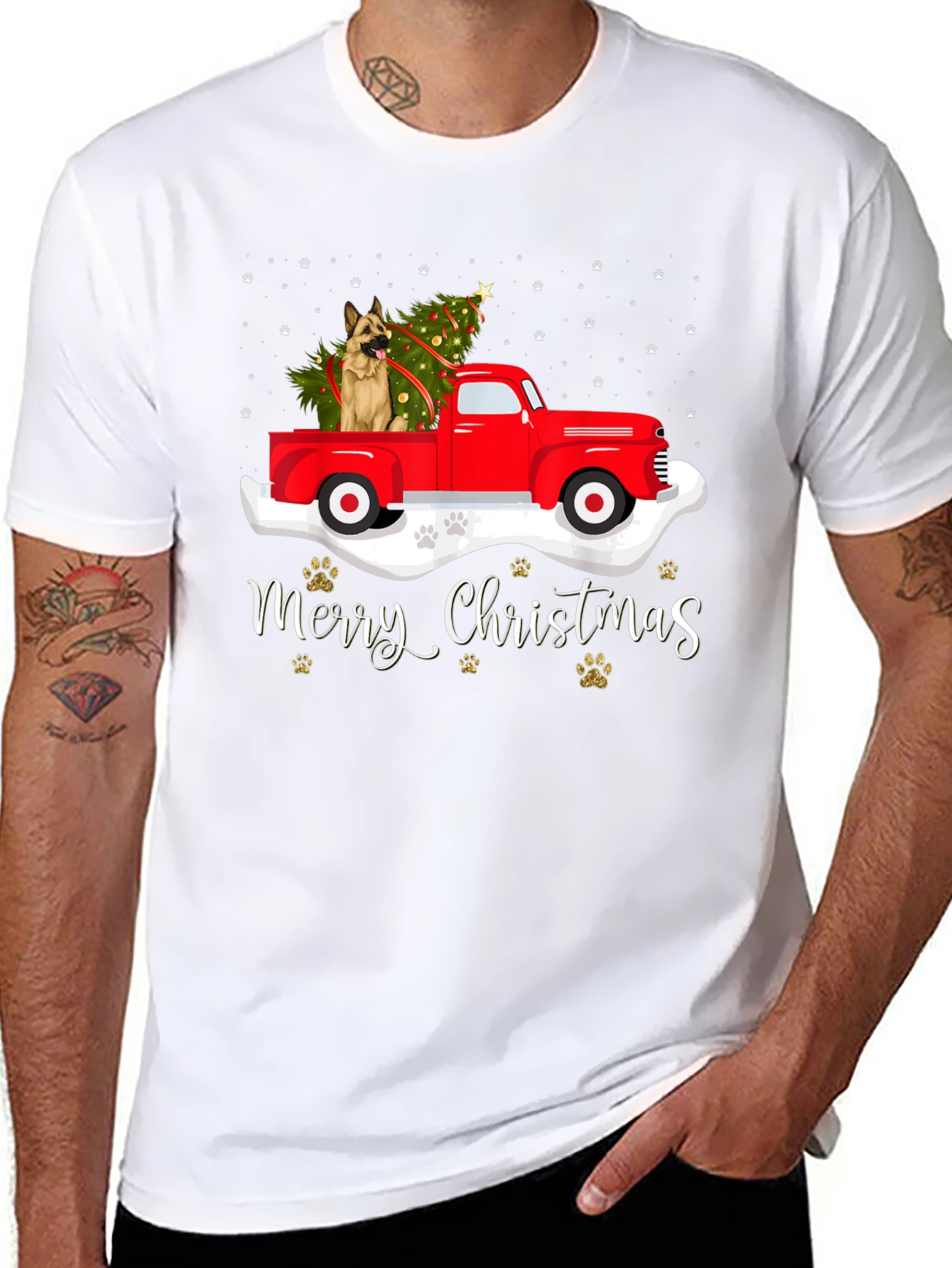 Festive Dog Christmas Truck Tee