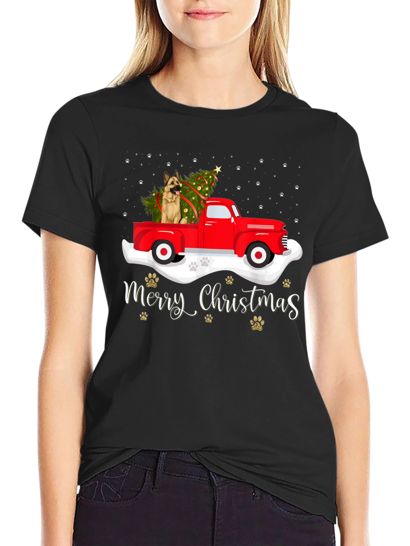 Festive Dog Christmas Truck Tee