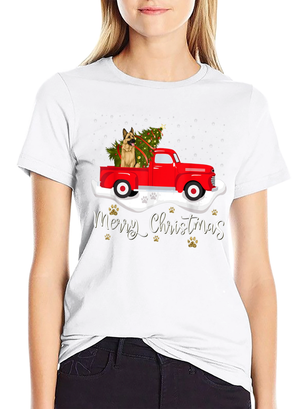 Festive Dog Christmas Truck Tee