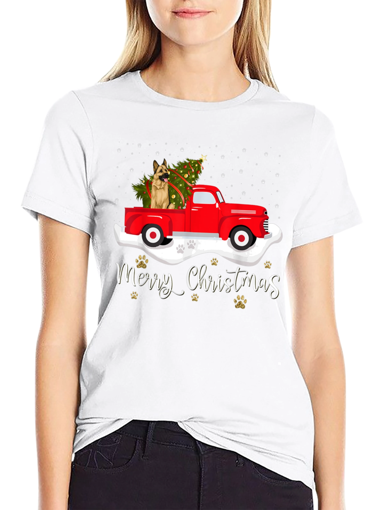 Festive Dog Christmas Truck Tee