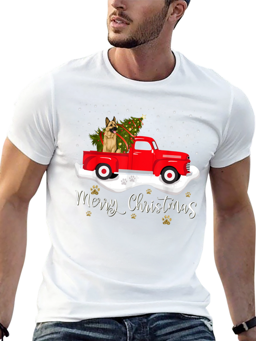 Festive Dog Christmas Truck Tee