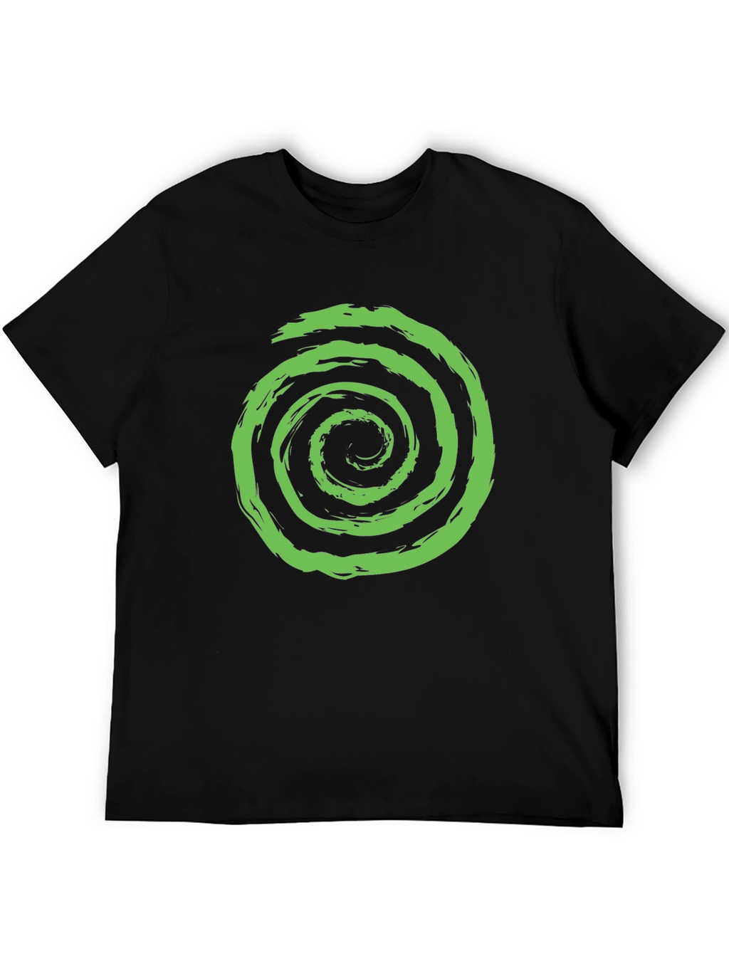Green Spiral Graphic Black T-Shirt