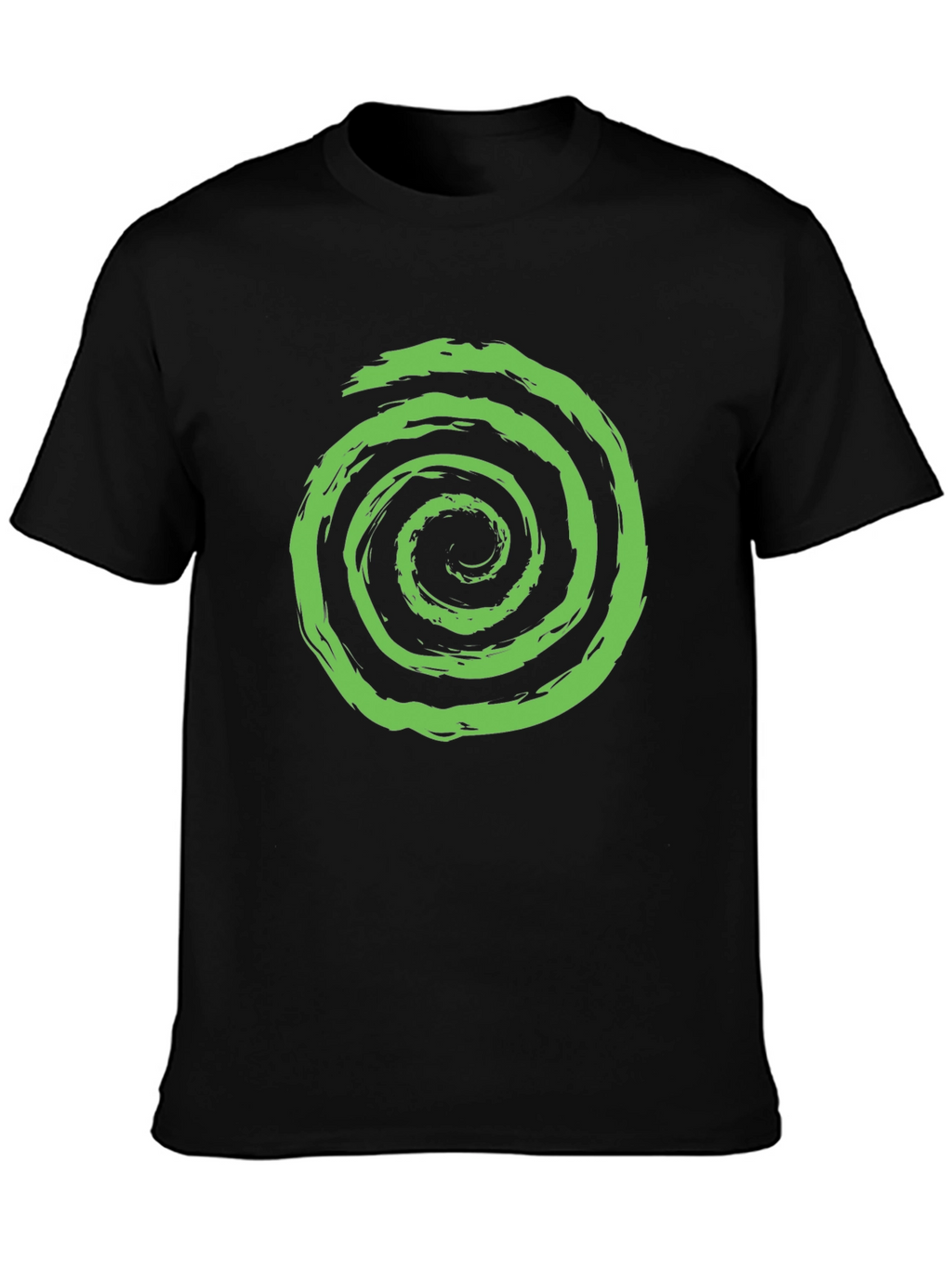 Green Spiral Graphic Black T-Shirt