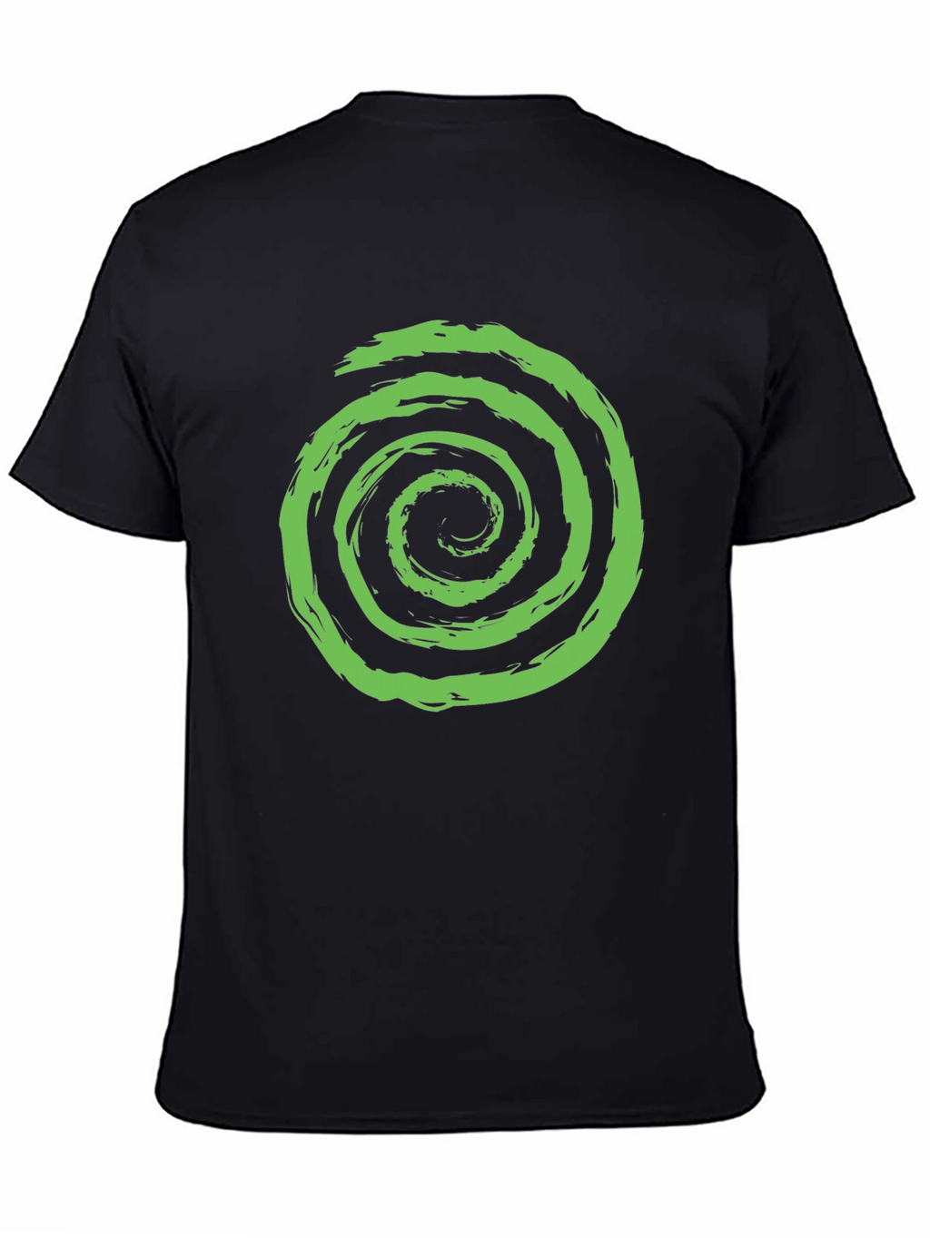 Green Spiral Graphic Black T-Shirt
