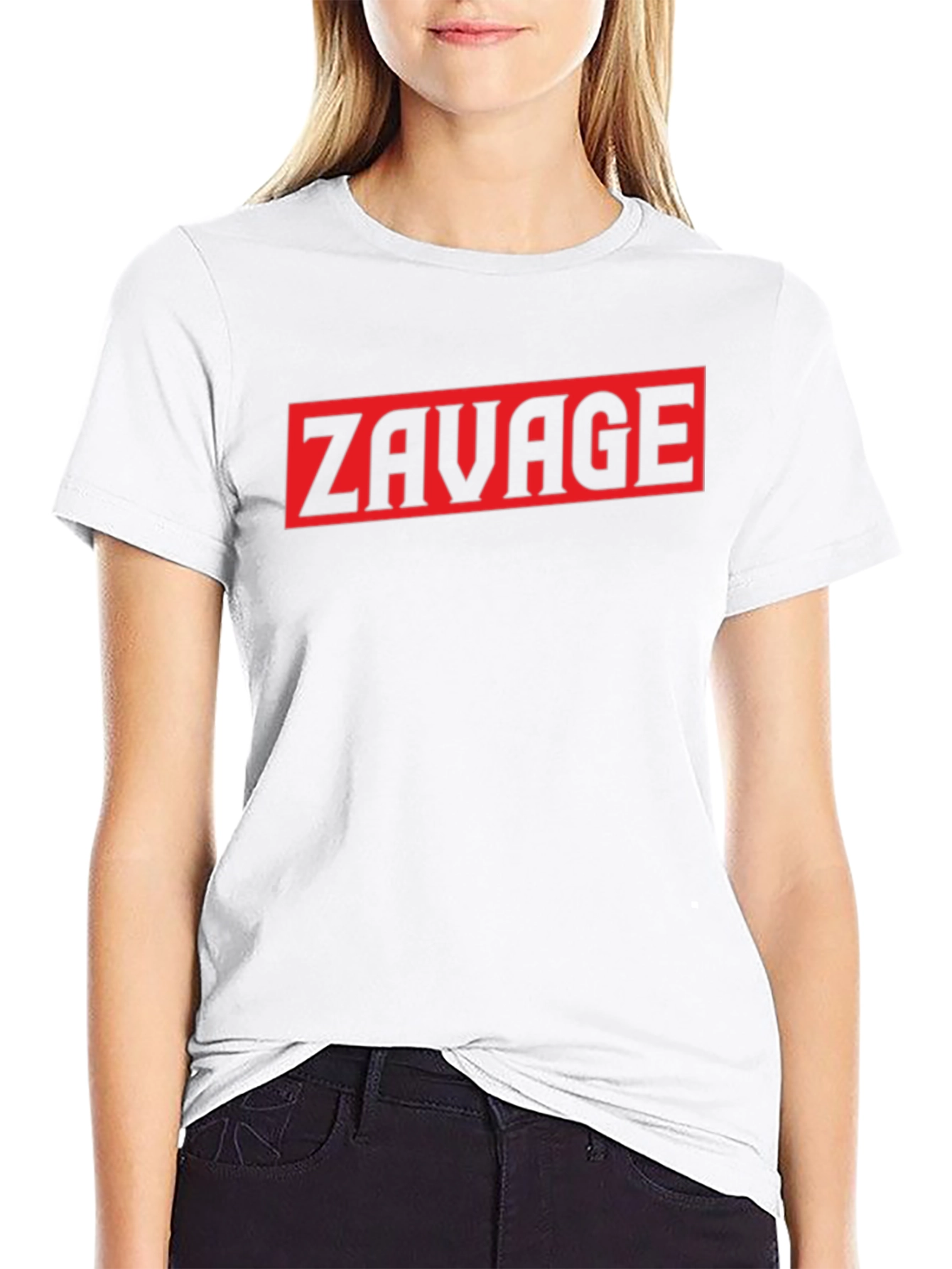Zavage Graphic Tee - Bold Red Print on Black