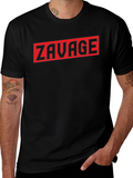 Zavage Graphic Tee - Bold Red Print on Black