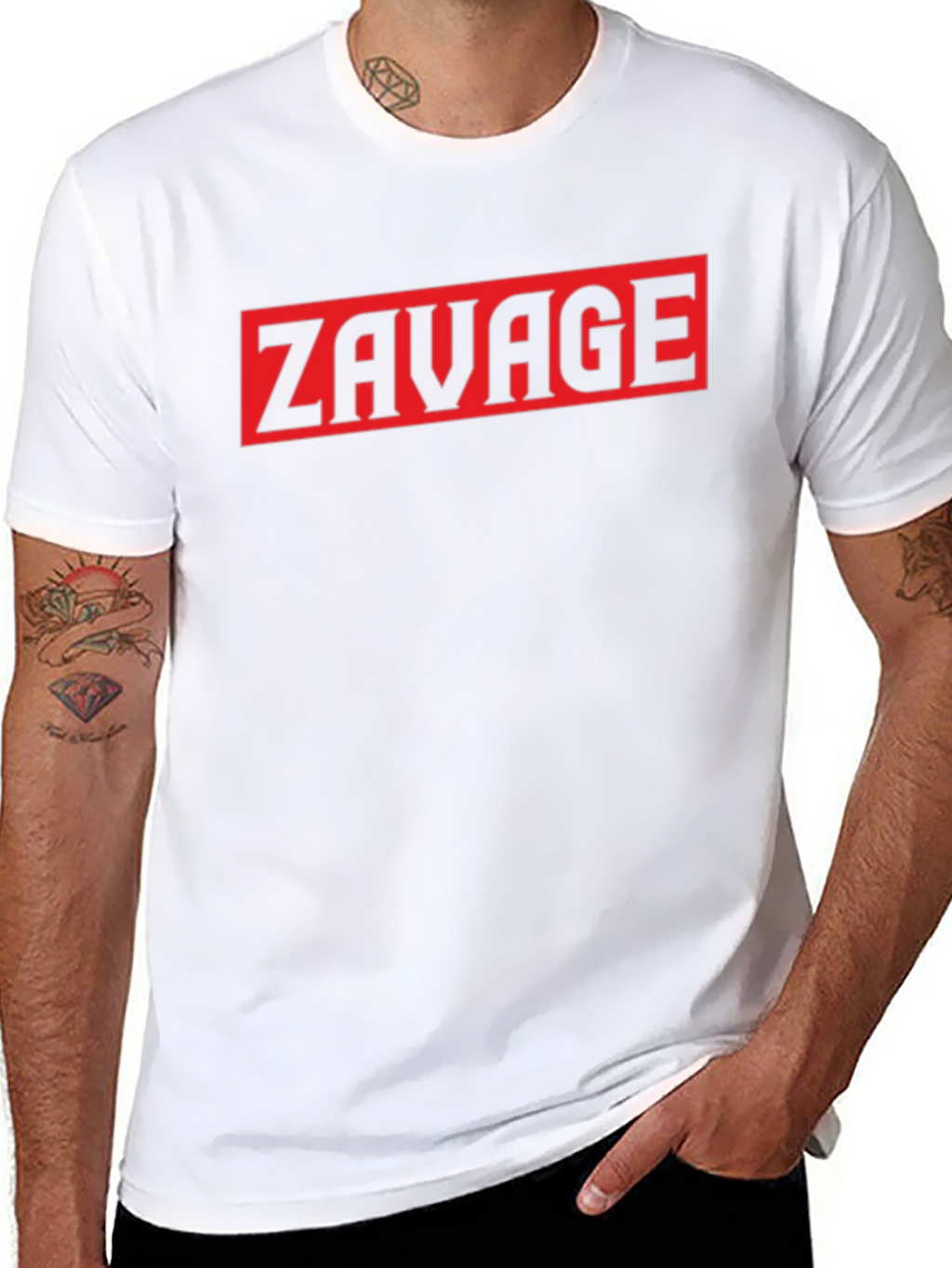 Zavage Graphic Tee - Bold Red Print on Black
