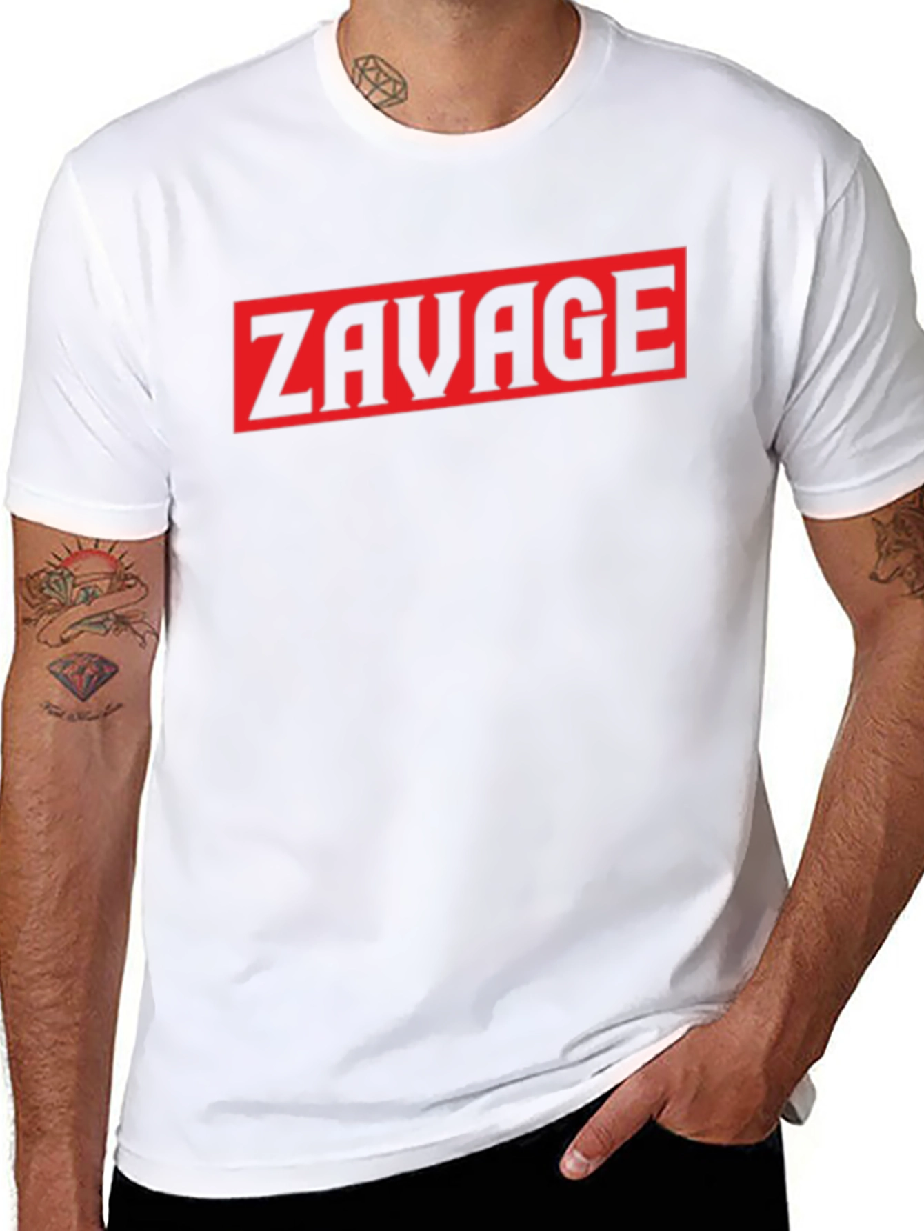 Zavage Graphic Tee - Bold Red Print on Black