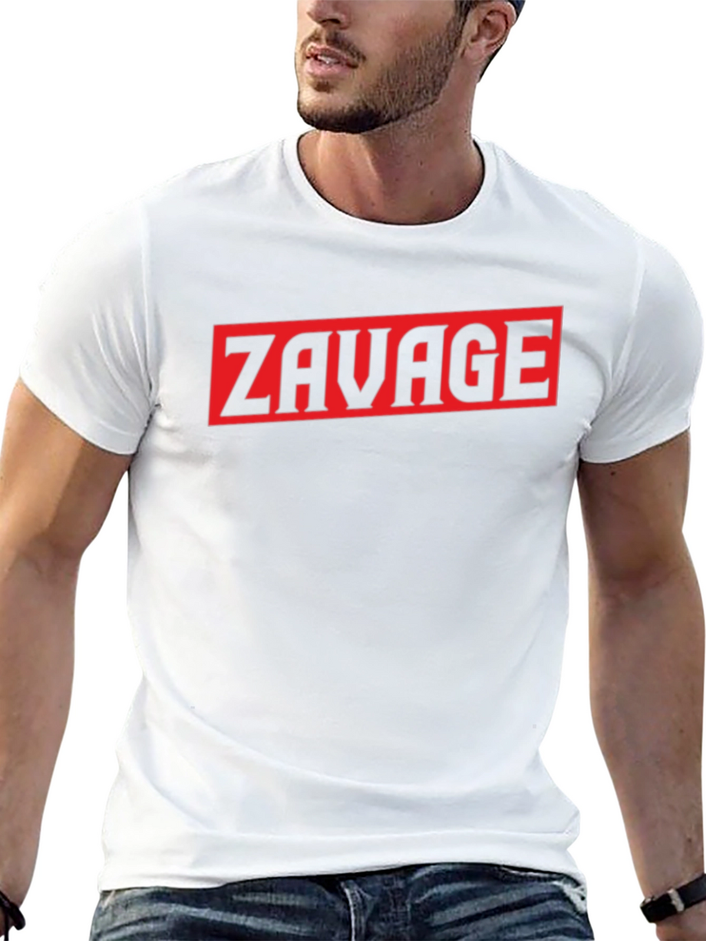 Zavage Graphic Tee - Bold Red Print on Black