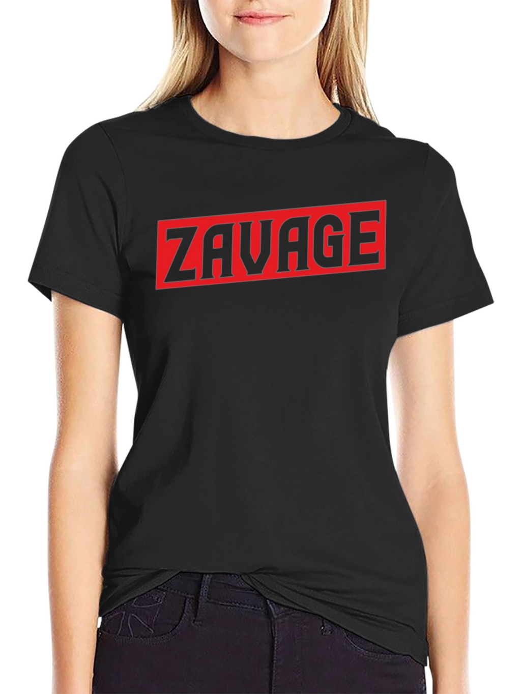 Zavage Graphic Tee - Bold Red Print on Black