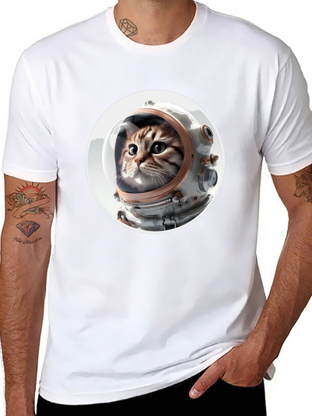 Astronaut Cat Graphic Tee - Unisex Black T-Shirt
