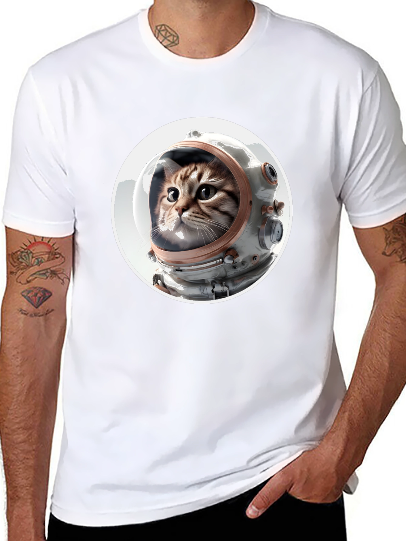 Astronaut Cat Graphic Tee - Unisex Black T-Shirt
