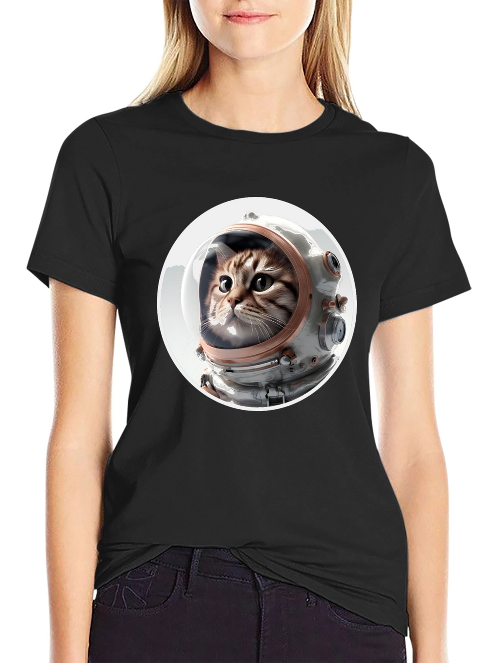 Astronaut Cat Graphic Tee - Unisex Black T-Shirt