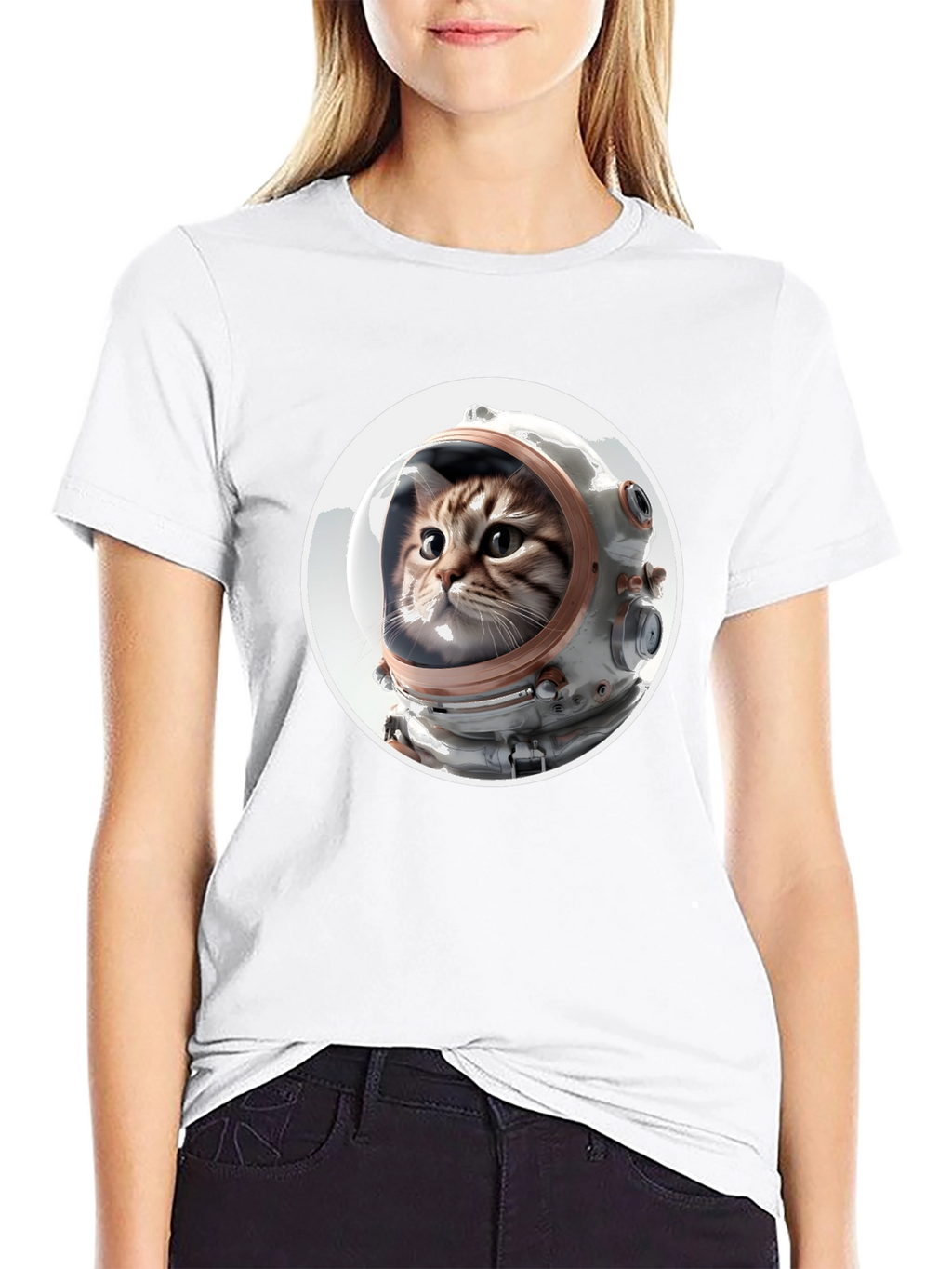Astronaut Cat Graphic Tee - Unisex Black T-Shirt
