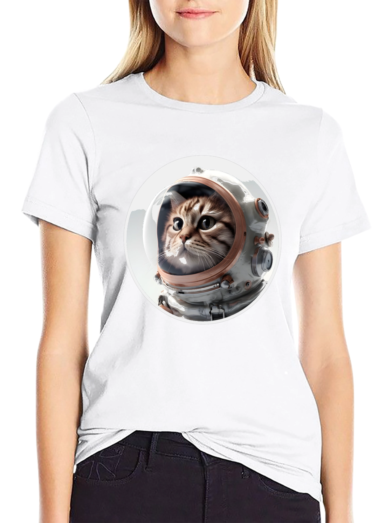 Astronaut Cat Graphic Tee - Unisex Black T-Shirt