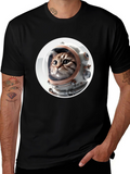 Astronaut Cat Graphic Tee - Unisex Black T-Shirt
