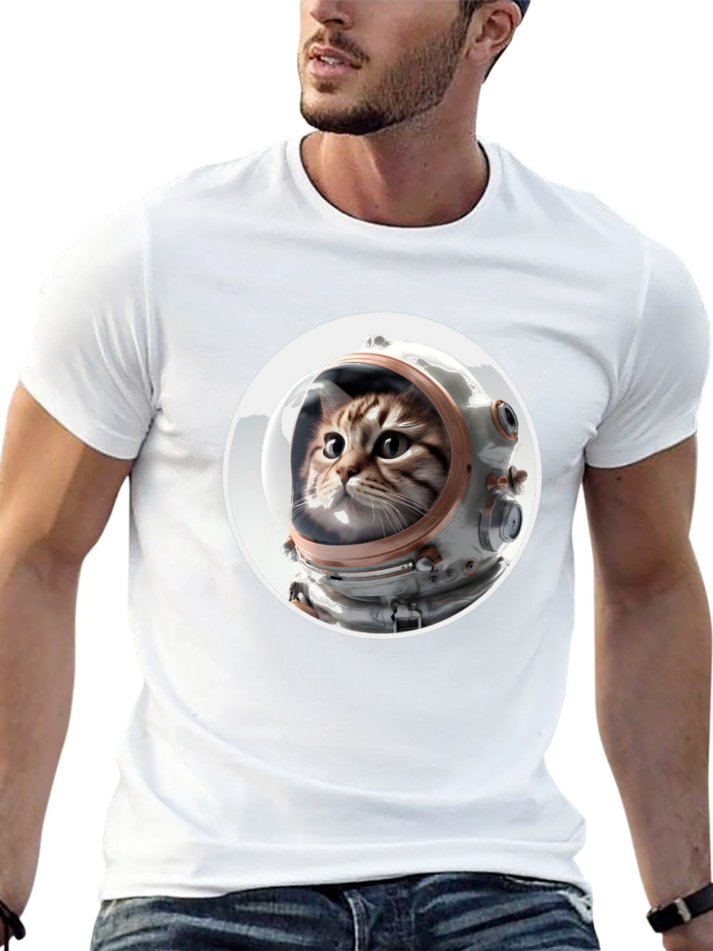Astronaut Cat Graphic Tee - Unisex Black T-Shirt
