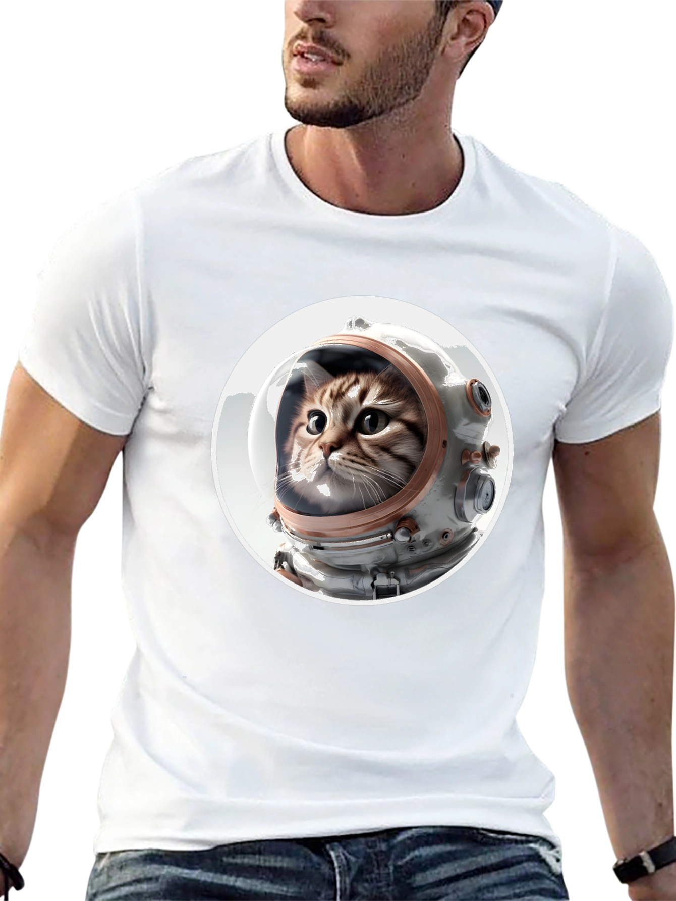 Astronaut Cat Graphic Tee - Unisex Black T-Shirt