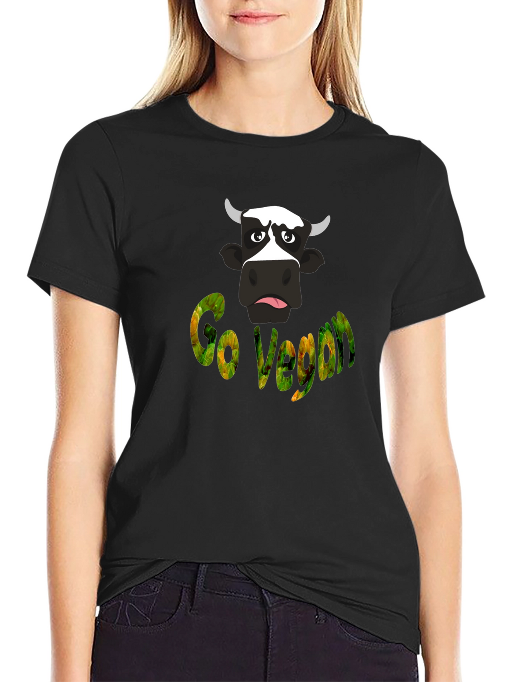 Go Vegan Cow Graphic T-Shirt