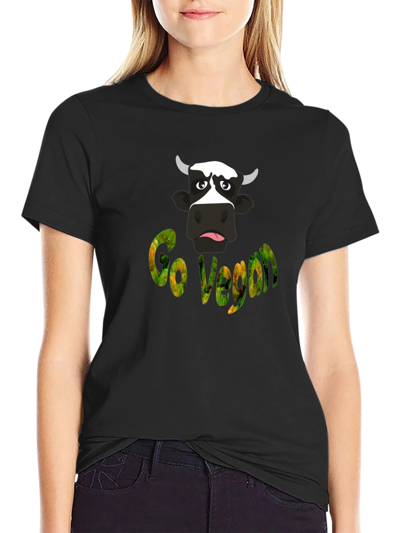 Go Vegan Cow Graphic T-Shirt