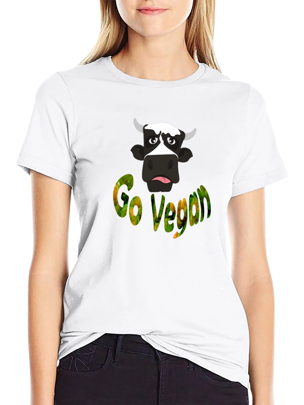 Go Vegan Cow Graphic T-Shirt