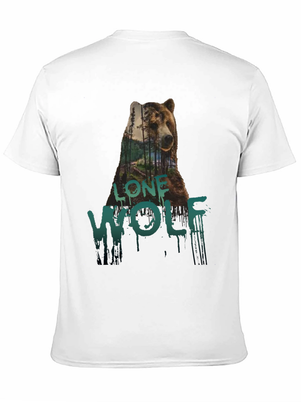Lone Wolf Bear Graphic Tee - Black Cotton T-Shirt