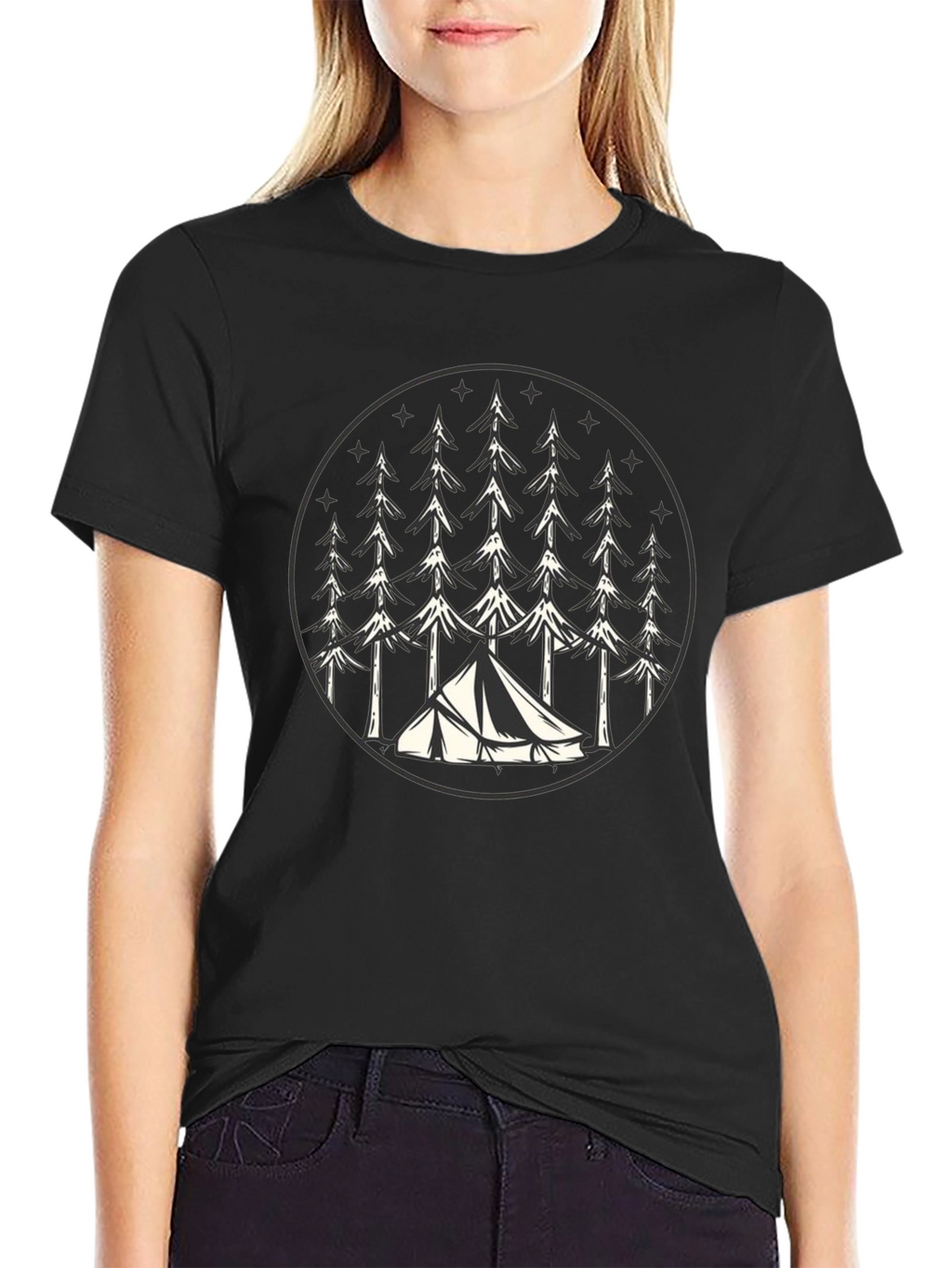 Camping Adventure Graphic Tee - Black