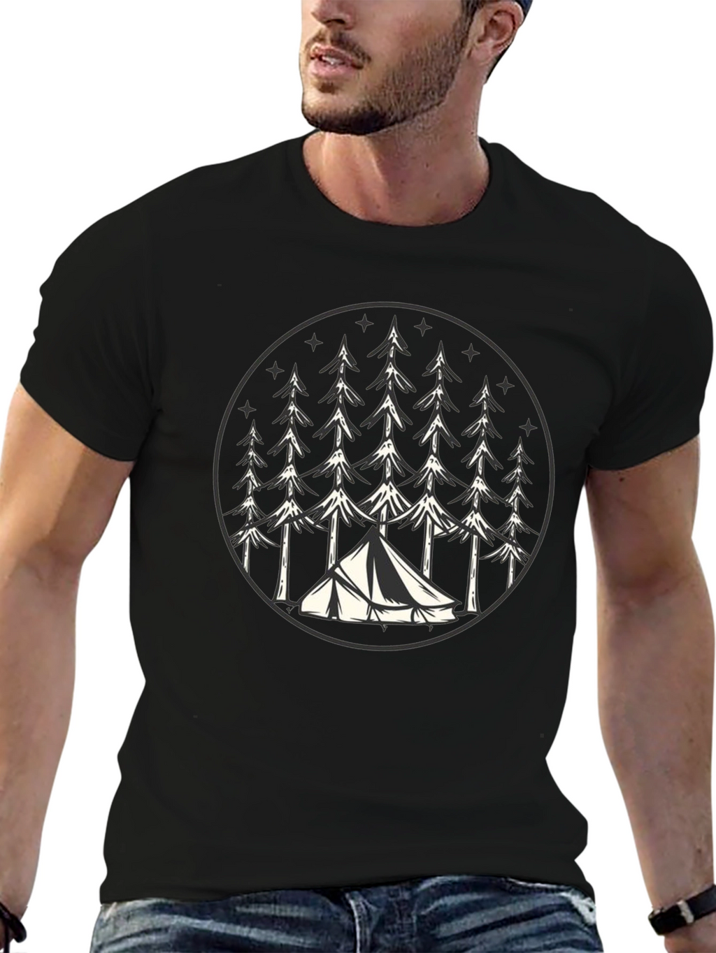 Camping Adventure Graphic Tee - Black