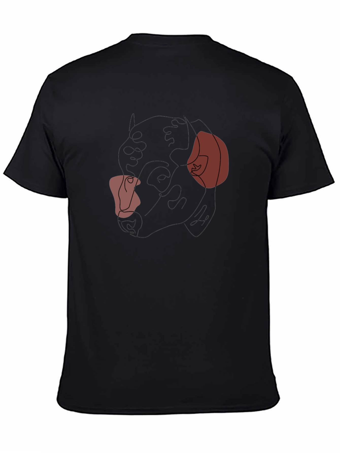 Abstract Bulldog Line Art Black T-Shirt