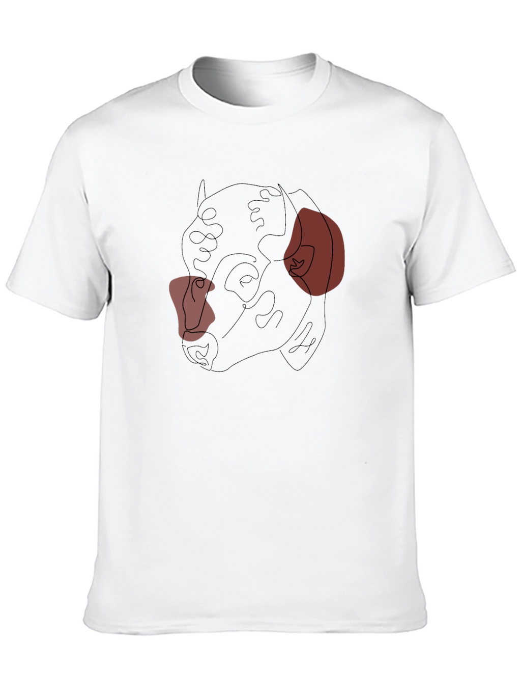 Abstract Bulldog Line Art Black T-Shirt