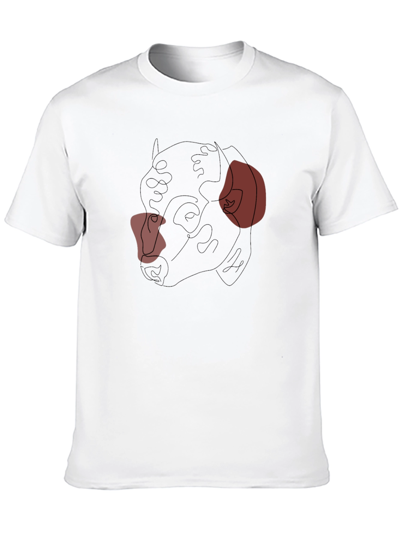 Abstract Bulldog Line Art Black T-Shirt