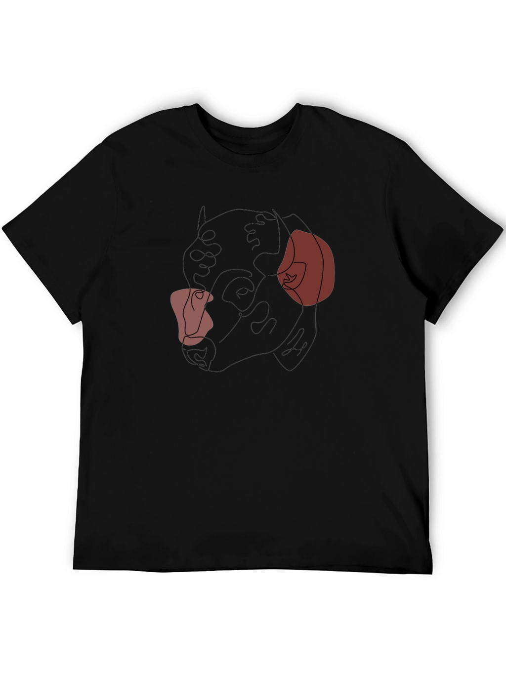 Abstract Bulldog Line Art Black T-Shirt