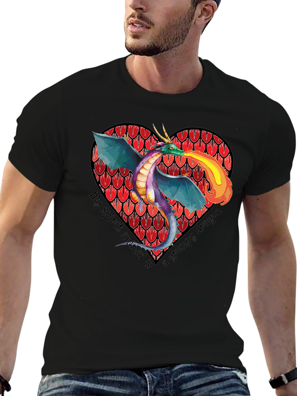 Grumpy Dragon Heart T-Shirt