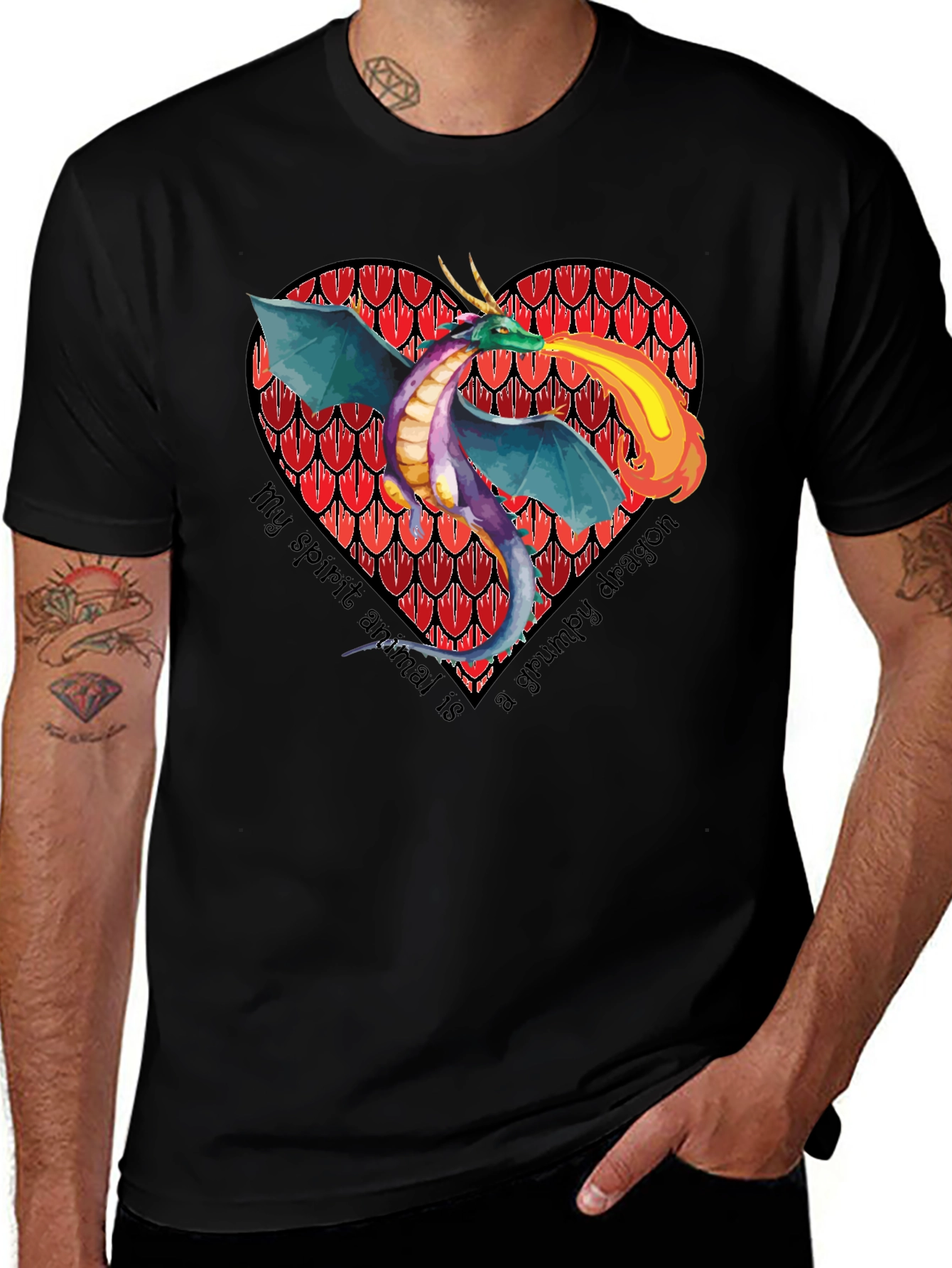 Grumpy Dragon Heart T-Shirt