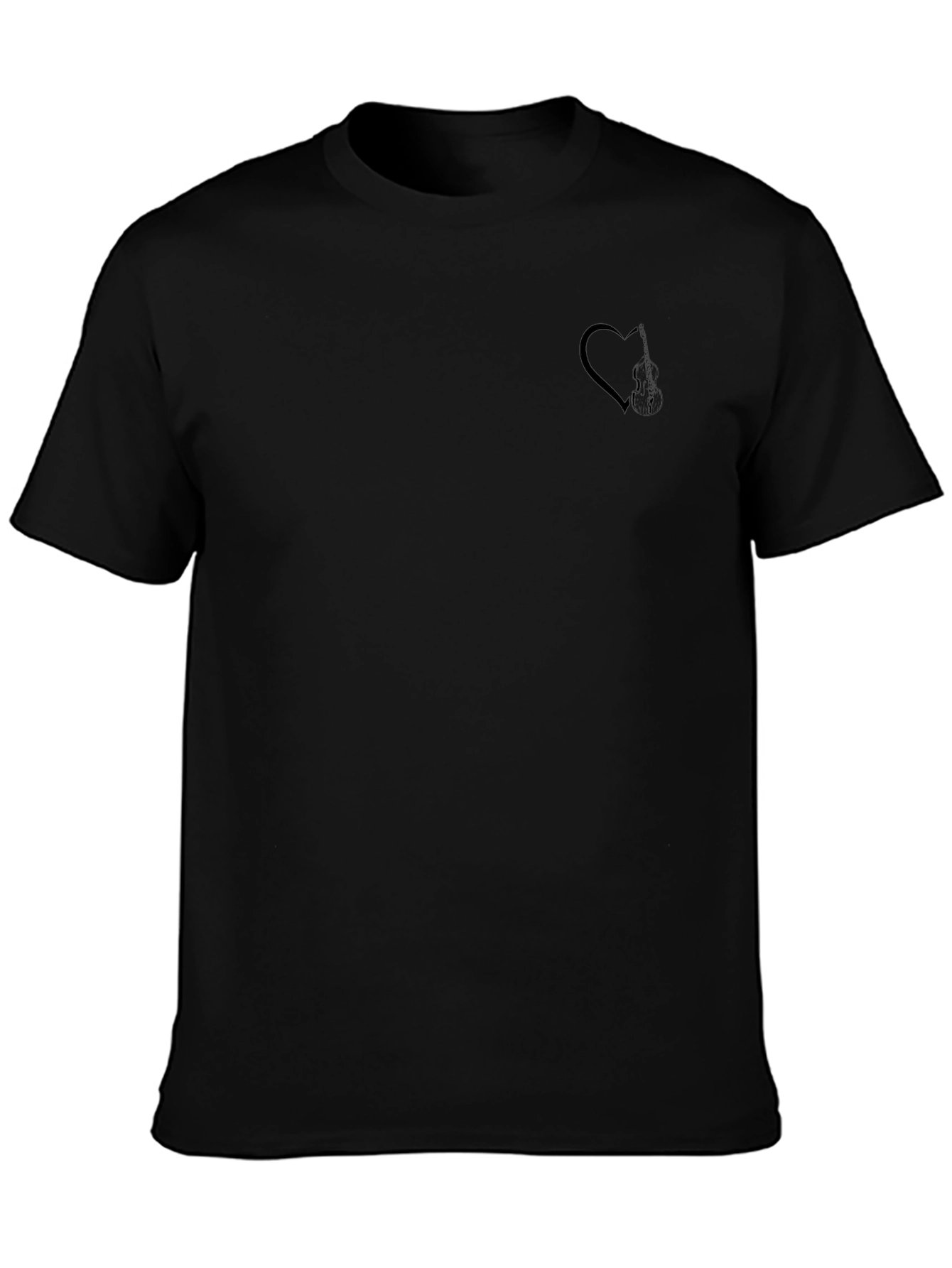 Mens Black T-Shirt with Subtle Heart Graphic