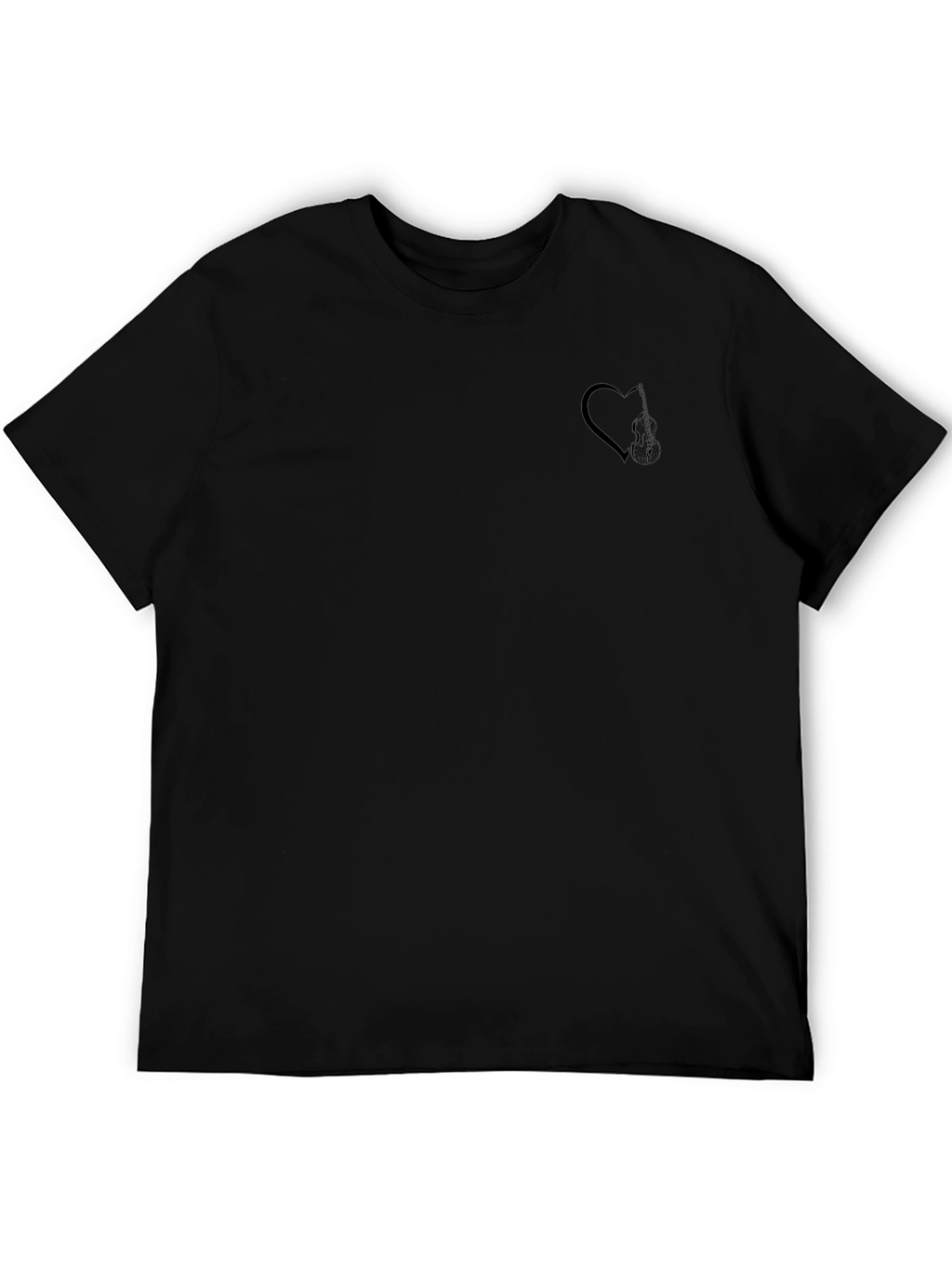 Mens Black T-Shirt with Subtle Heart Graphic