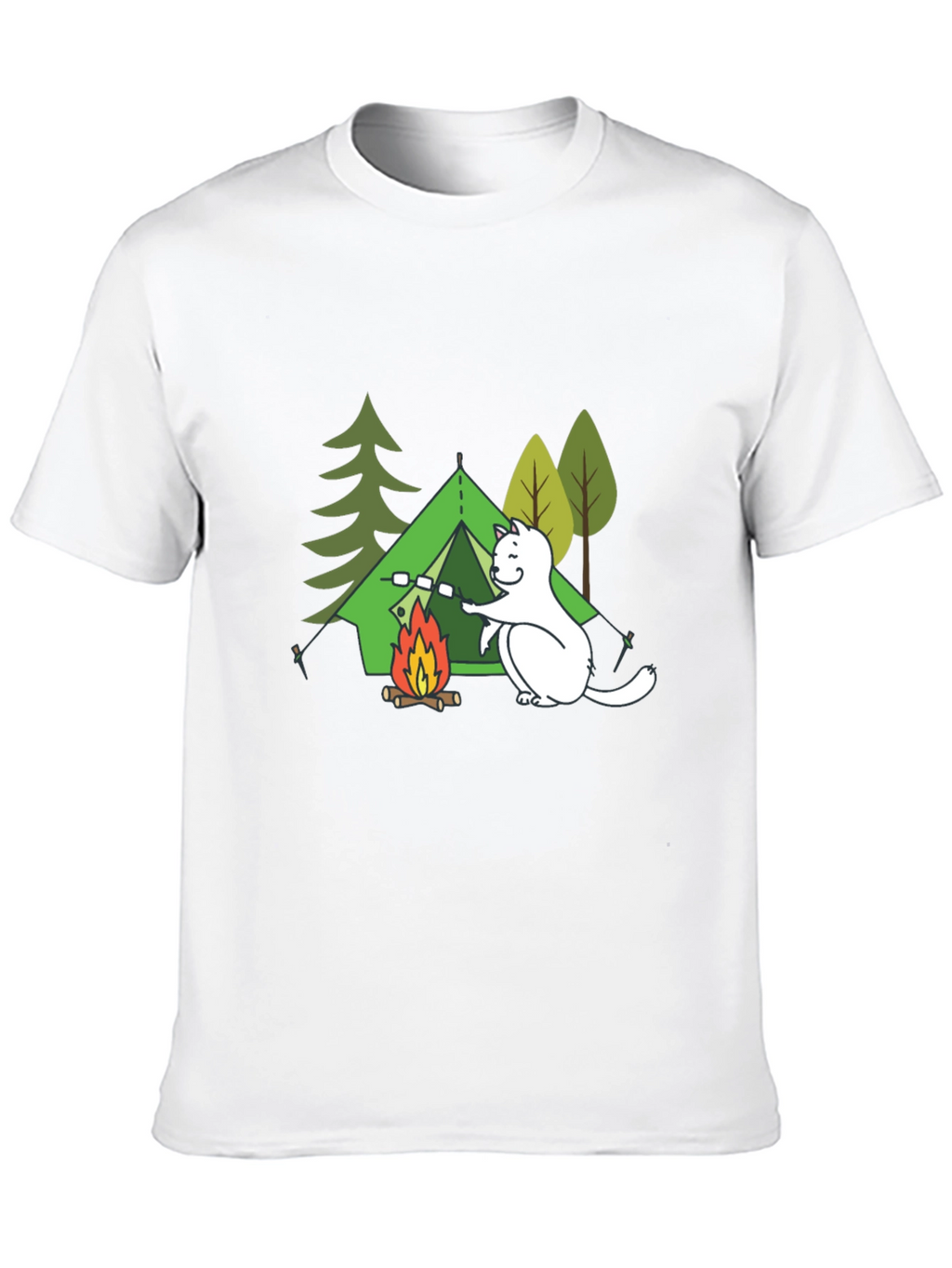 Camping Cat Graphic T-Shirt - Black