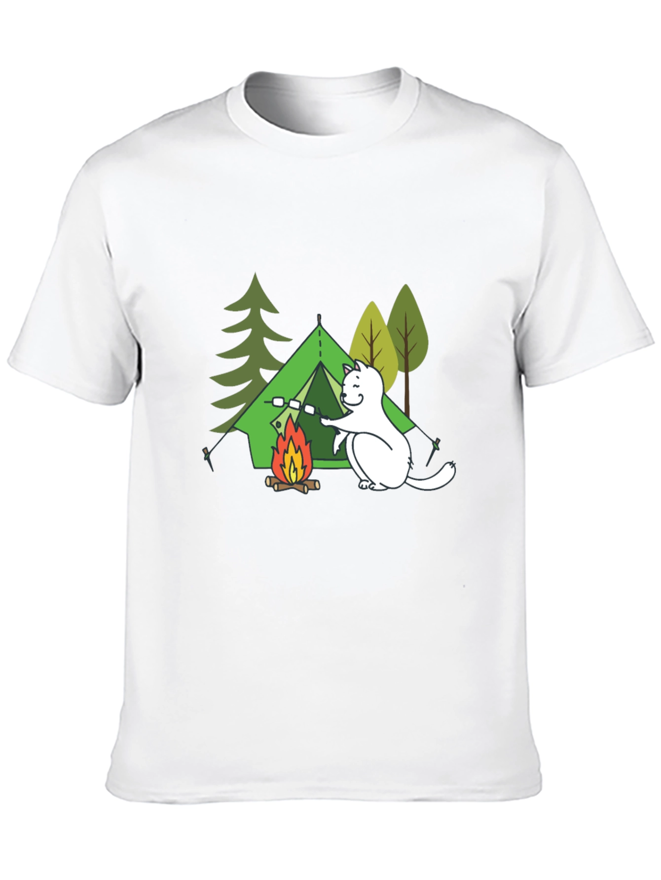 Camping Cat Graphic T-Shirt - Black