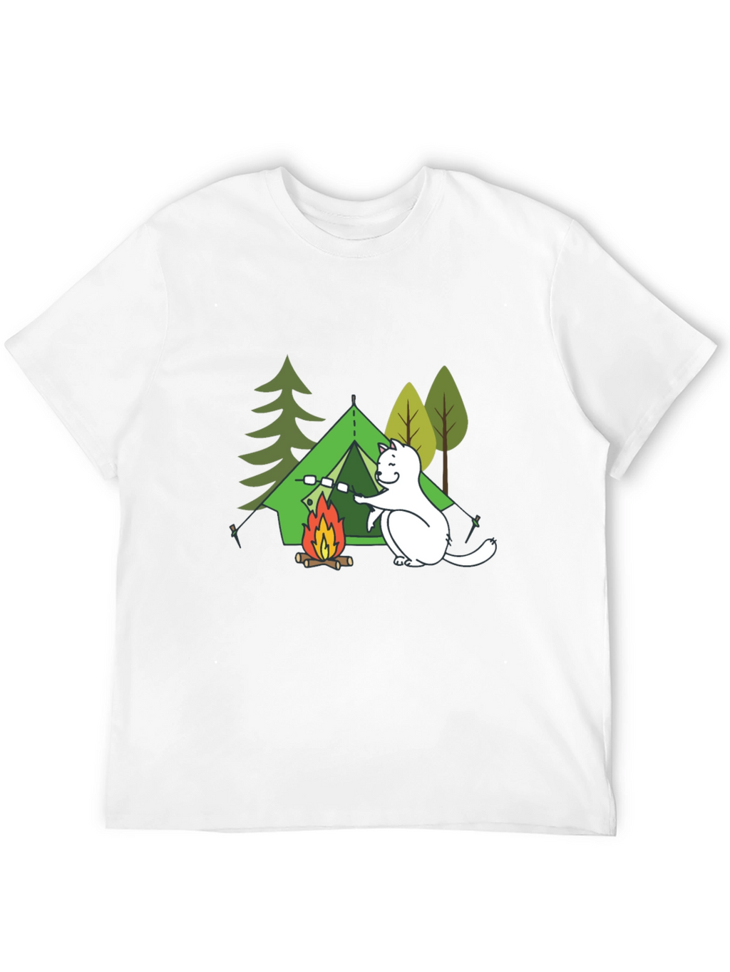 Camping Cat Graphic T-Shirt - Black