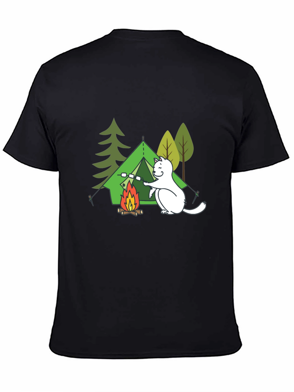 Camping Cat Graphic T-Shirt - Black