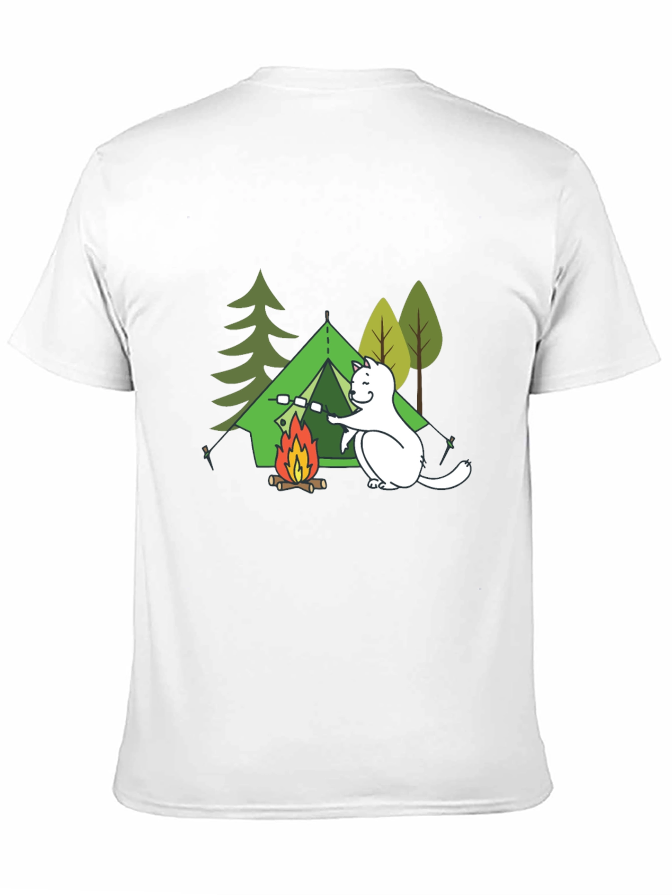 Camping Cat Graphic T-Shirt - Black