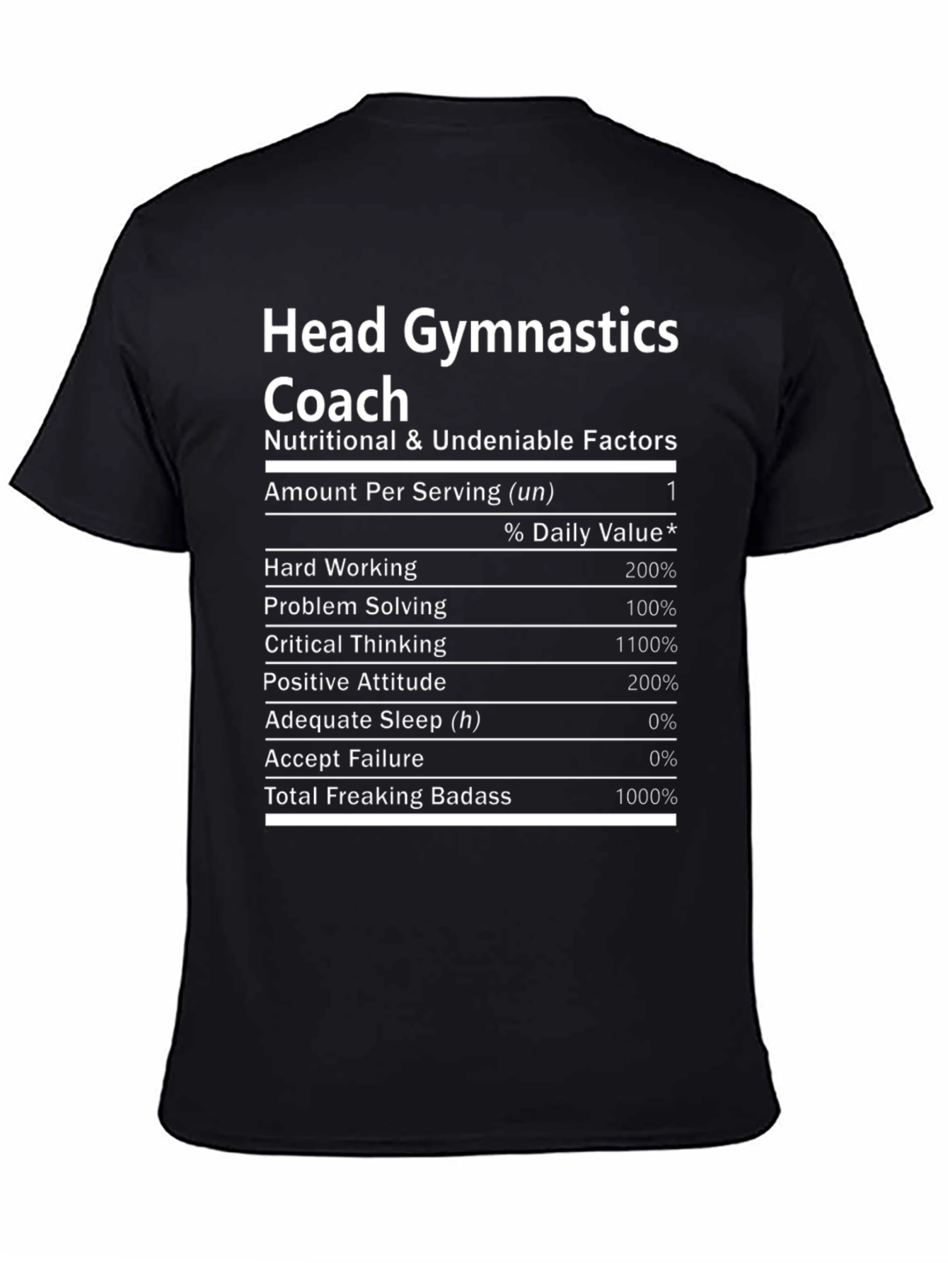 Head Gymnastics Coach Nutrition Facts T-Shirt