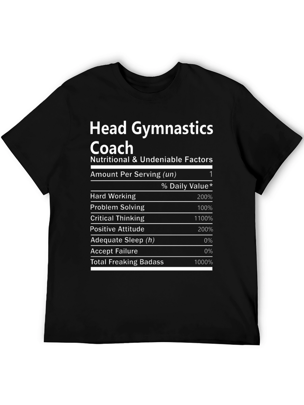 Head Gymnastics Coach Nutrition Facts T-Shirt