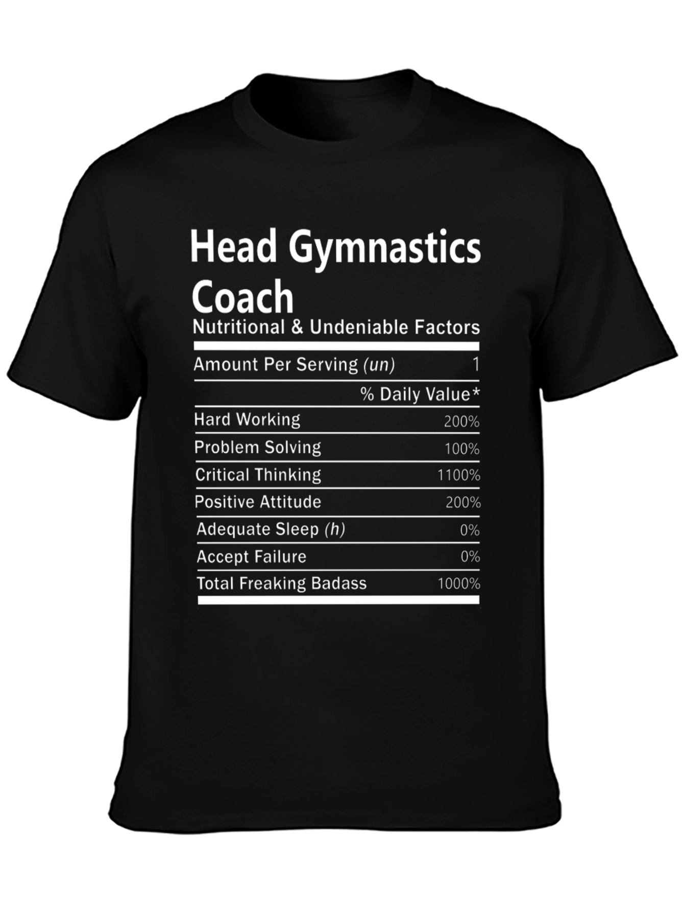 Head Gymnastics Coach Nutrition Facts T-Shirt
