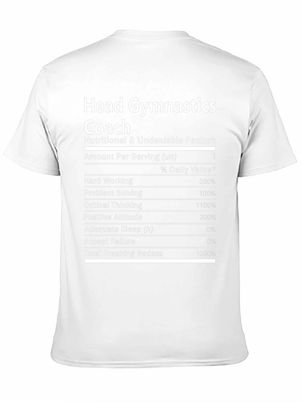 Head Gymnastics Coach Nutrition Facts T-Shirt