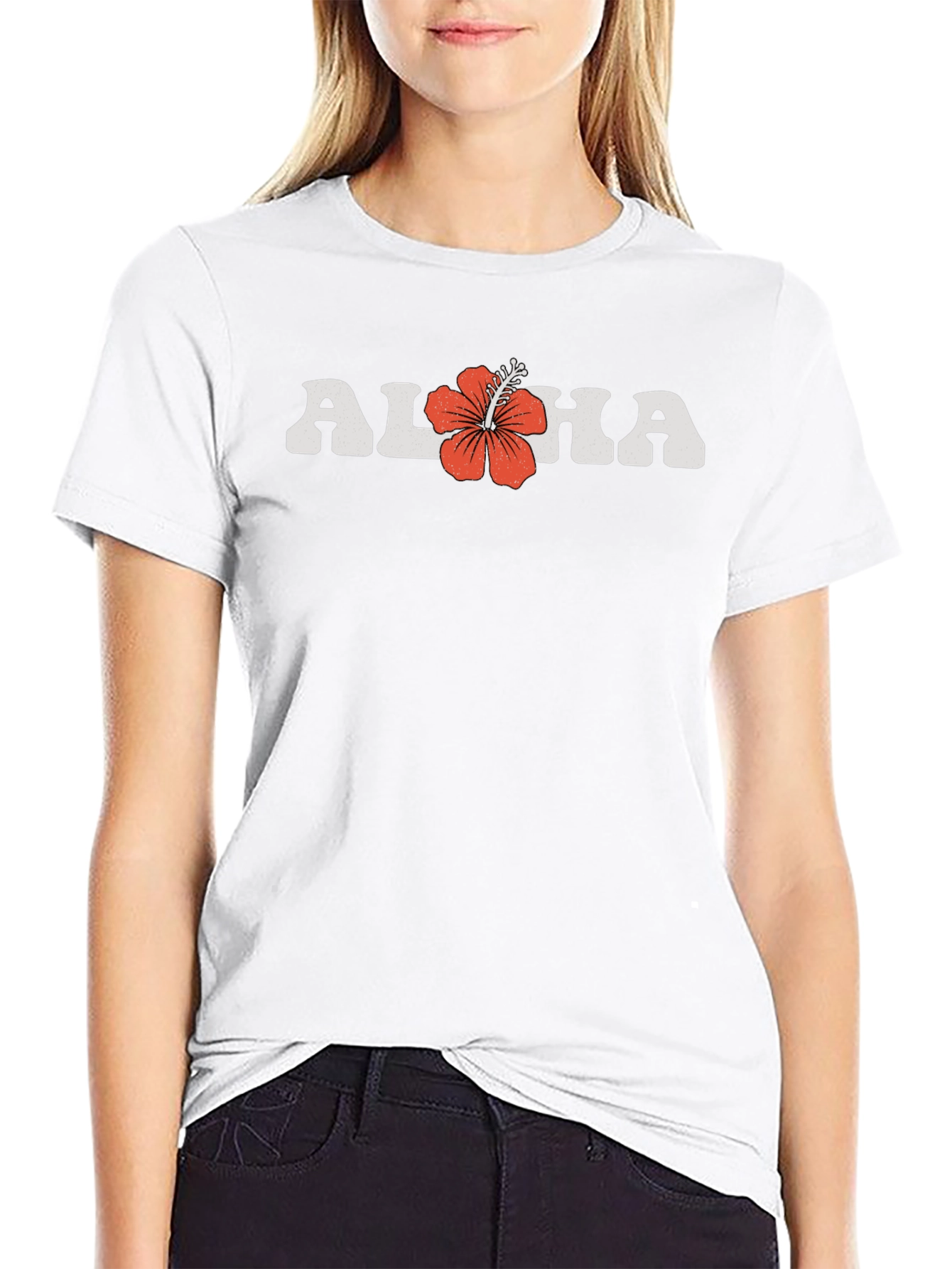 Retro Aloha Graphic Tee - Tropical Hibiscus Design