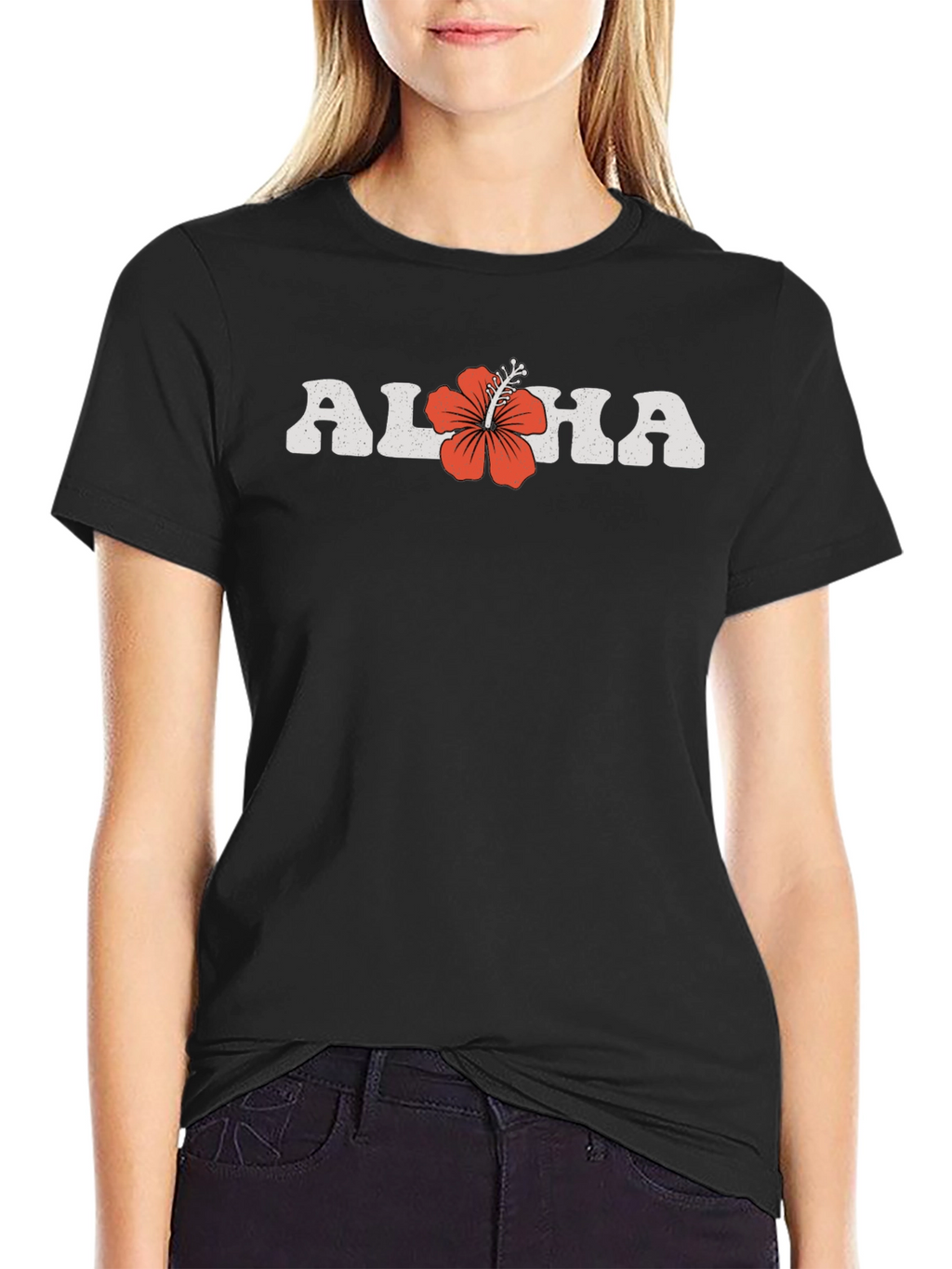 Retro Aloha Graphic Tee - Tropical Hibiscus Design